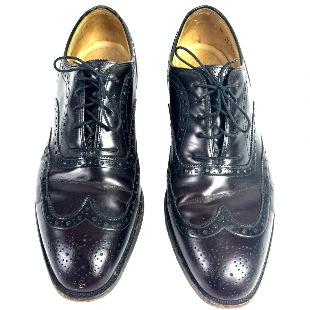 Johnston‎ & Murphy Heritage Oxford Shoes Mens 9.5 C Burgundy Wingtip USA Preppy